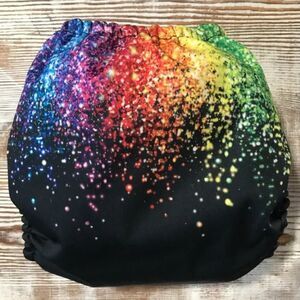 Dripping Rainbow Glitter OS Pocket Cloth Diaper with Suede Inner by Mama Koala
